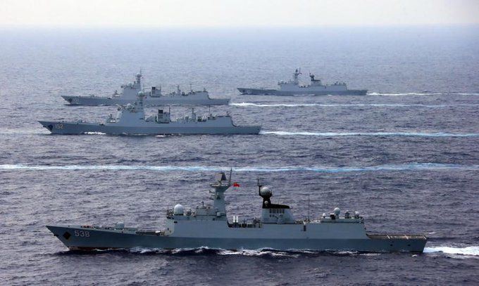 解放军从22日开始又在黄海、南海和渤海开展军演