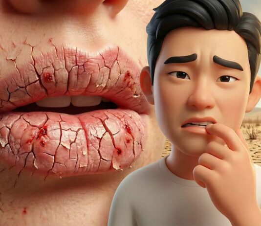 我的嘴唇乾裂了