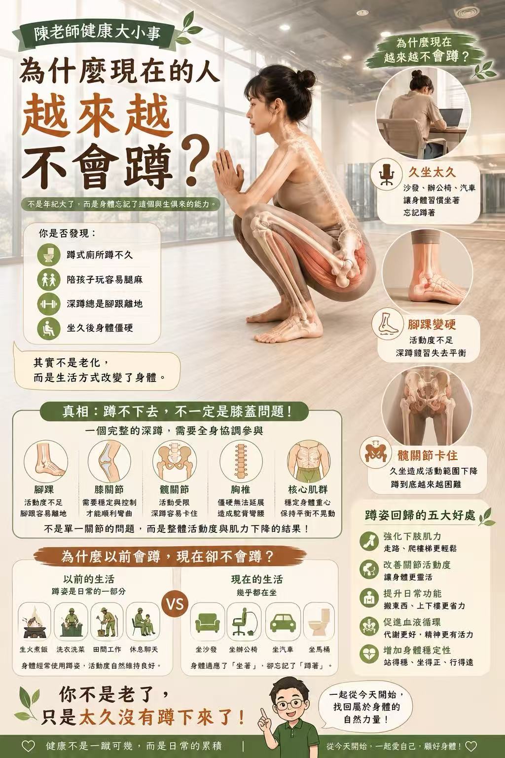 你不是老了,只是忘記了「蹲」的本能